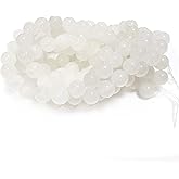 Chengmu 8mm White Jade Beads for Jewelry Making, Natural Semi Gemstone Round Loose Stone Beads for Bracelet Necklace Earring, 100Pcs