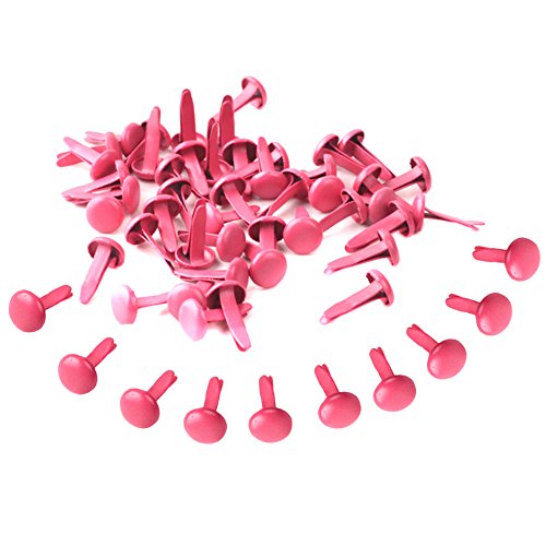 BESTCYC 200pcs 8MM Hot Pink Round Metal Brad Paper Fastener Scrapbooking Card Making Stamping Art Craft Brads