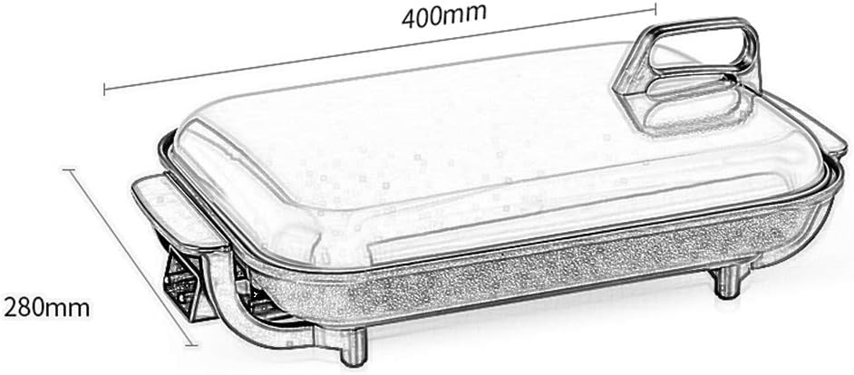 review Electric Teppanyaki Table Grill, 400280mm Non-Stick Griddle 5 files with Adjustable Temperature, BBQ Hot Plate Barbecue - Large Electric Health Grill - Teppanyaki Style 1400W