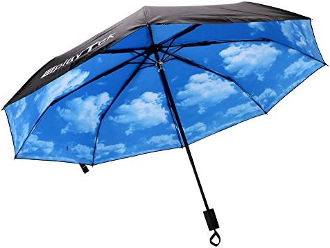 Folding Umbrella, EplayTek Blue Sky White Clouds Anti-UV Protection Layer Windproof &amp; Waterproof Umbrella for Sunny, Rainy or Snowy Weather Lightweight &amp; Portable for Travel (Black)