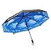 Folding Umbrella, EplayTek Blue Sky White Clouds Anti-UV Protection Layer Windproof & Waterproof Umbrella for Sunny, Rainy or Snowy Weather Lightweight & Portable for Travel (Black)