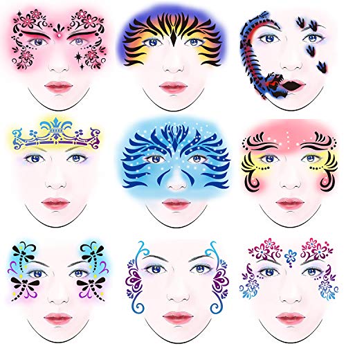 LLGLTEC 13 Pieces Face Painting Stencils Kit Reusable Face Paint