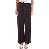 Amazhiyu Women's Cotton Gauze Plaid Elastic Casual Lounge Pants with Pockets
