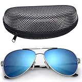 LotFancy Aviator Sunglasses for Men with Case, 61mm Lens, UV 400 Protection