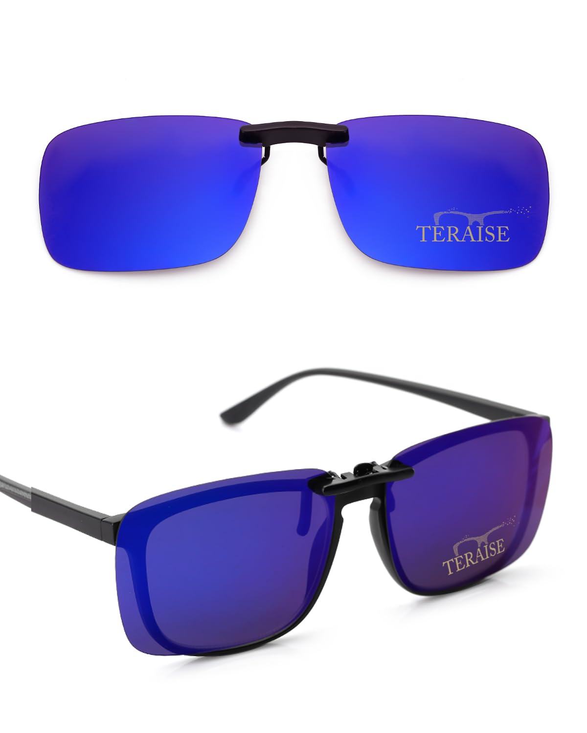 TERAISE Polarized Clip on Sunglasses Over Prescription Glasses Anti-Glare UV400 for Men Women Driving Travelling Outdoor(Blue)