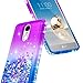 LG K20 Plus Case, LG K20 V /K20 /K10 2017 /Harmony/Grace LTE with Tempered Glass Screen Protector, NageBee Glitter Liquid Bling Waterfall Floating Sparkle Women Girls Kids Cute Case -Purple/Blue