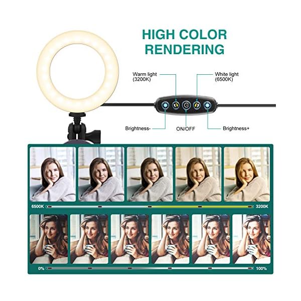Videokonferenz Licht, Dimmbare LED Ringlicht Laptop Auf Laptop, Computer, Tablet mit Saugnapf und Stativ Ringlicht… – Bild 3