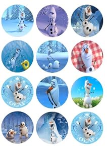 amazoncom edible cupcake toppers olaf by cake images kitchen dining
