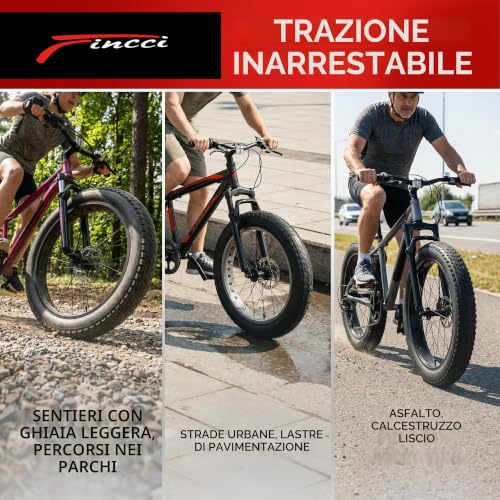 Fincci Pavex Pair of Tyre 20 x 4.0 Fat Bike Puncture-proof – 2 Fat Bike Tyres 20 x 4 Folding Nylon 3 mm 27 TPI 100-406 – for E-Bike, Folding, Urban, City