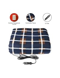 GOGOLO   Manta eléctrica para coche, 12 V, portátil, a prueba de fuego, para viajes, con forro polar, para acampada, viaje, encendedor de cigarrillos, 58.0 x 41.9 in