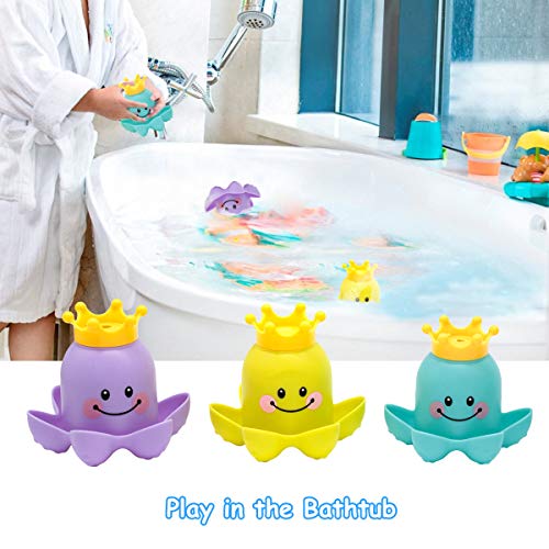Lydaz Bath Toys Set, Kids Flower Waterfall Water Station, Stacking Cups Watering Can Plus Bath Toy Organizer, 6 PCs Bathtub Bathtime Toys Baby Toddlers