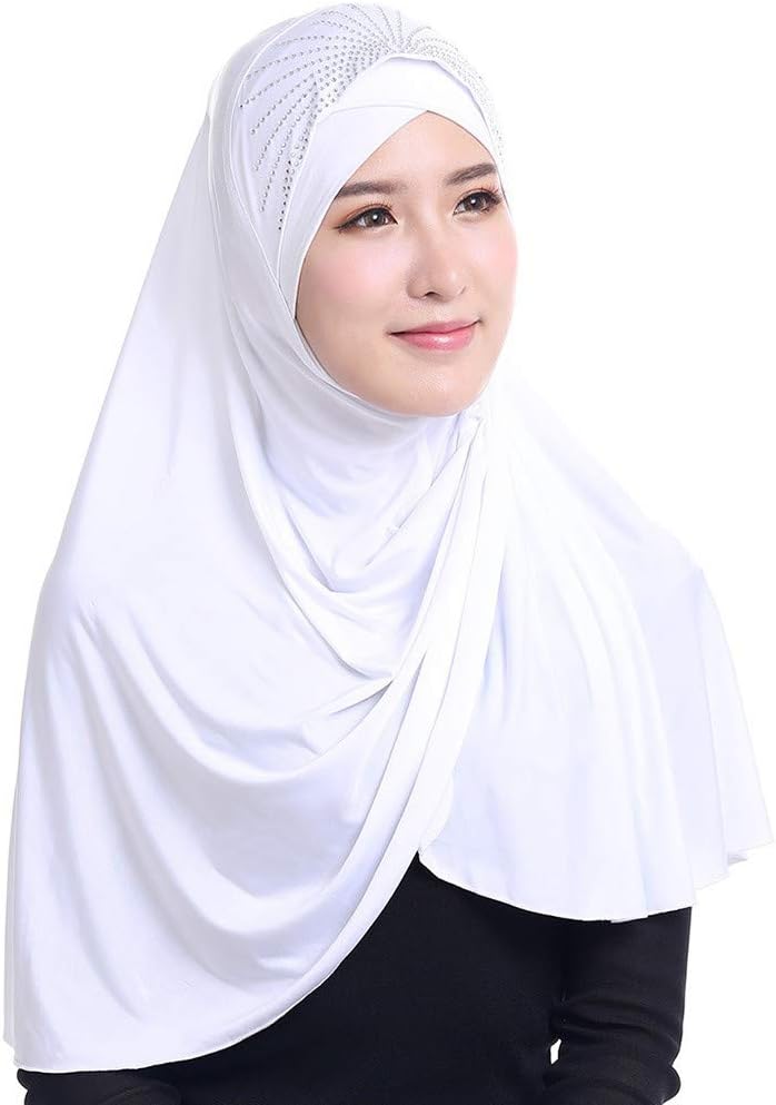 Muslim Women Slip-On Scarf- Islamic Dubai Turkish Ramadan Festival Diamonds Caps for Women with Chemo Cancer Hair Loss