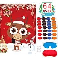 Hokic Christmas Pin the Nose on the Reindeer Games Large Xmas Reindeer Poster for Christmas Party New Year Eve Kids Birthday Party Deocrations 64 Nose