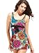 Women's Cool Swimsuit Colorful Grid Printed Tank Top Tankini Swim Skirt