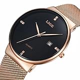 LIGE Men's Anglog Quartz watches Slim Business Casual Sport Wrist Watch