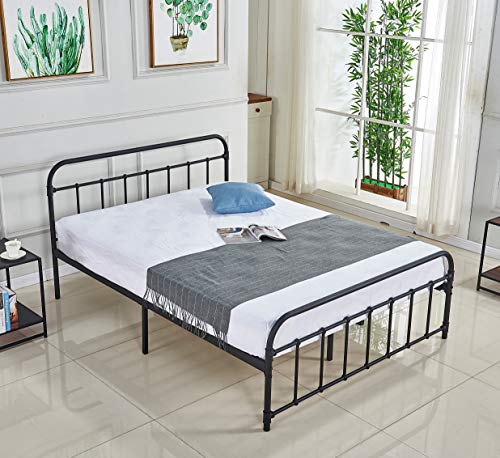Queen Bed Frame, Platform Metal Bed Frame Foundation Queen Size with Headboard and Footboard (DS-10 Queen)