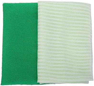 KAKOOI Long Exfoliating Nylon Bath Cloth/Towel,Magic Shower Washcloth For Body,35 inches (90cm),2pcs (GREEN)