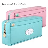 Samaz Students Super Large Capacity Canvas Pencil Case Pen Bag Pouch Stationary Case Makeup Cosmetic Bag