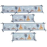 Bedtime Originals Two By Two Noah's Ark 4 Piece Crib Bumper, Blue/Gray