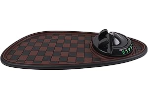 BUDLGYEXI Multifunction Car Anti-Slip Mat Exclusive Phone Holder, Rotatable Car Phone Holder Dashboard Pad with Temporary Parking Number, Huge Capacity for Phones, Keys and Sunglasses (Black+Brown)