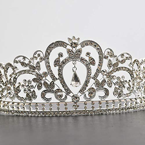 Silver Tiara Cake Topper Girls Women Birthday Party Crystal Rhinestone Beaded Princess Hair Accessory