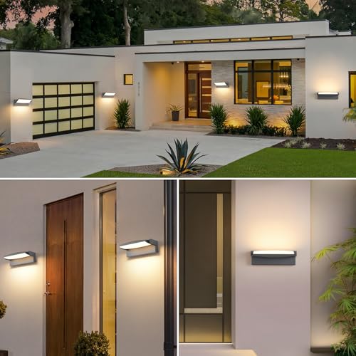 SANSHI Outdoor Light 30 W, Wall Light Indoor Outdoor 3000 K / 4000 K / 6500 K Waterproof IP65 Outdoor Light Wall Lamp with 350° Swivel LED Panel, Outdoor Wall Light for Garden Patio, Dark Grey