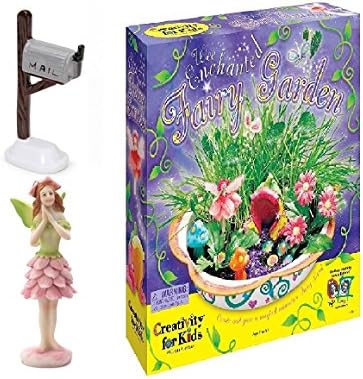 Fairy Garden Starter Kit Bundle with 3 Items: Enchanted Fairy Garden Kit With Plants, Mini Fairy Mailbox, Miniature Small Wing Fairy Sold As Set