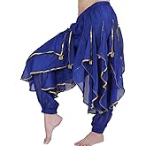 Belly Dance Pants Chiffon Indian Dance Spinning Pants Leg Binding Sequins Performance Clothes Practice Performance Dance
