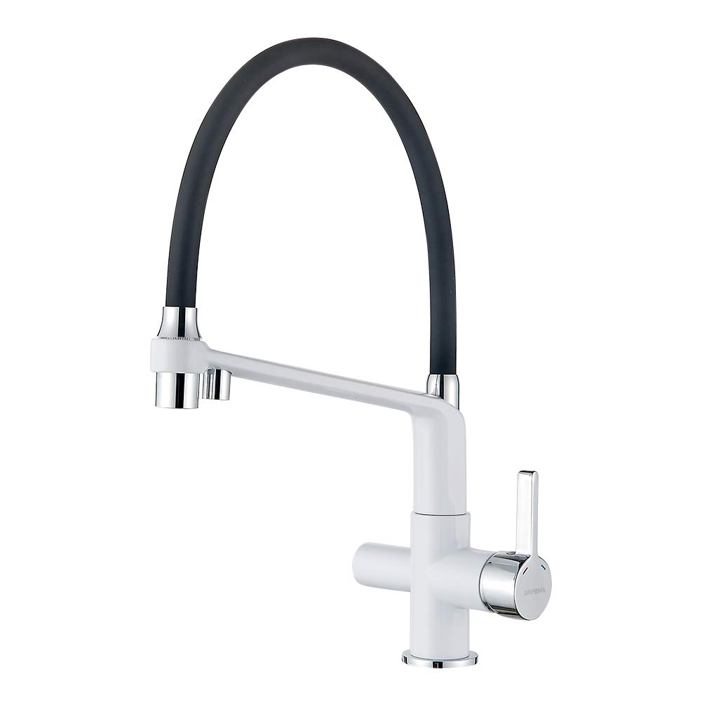 GRIFEMA G4010W-2 Dover, 3 Way Kitchen Tap for Filter Water Purifier, White Sink Mixer with Shower Head [Amazon Exclusive]