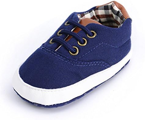Baby Boys Girls Canvas Shoes Basic Sneakers Lace Up Infant Newborn First Walker Prewalker Shoes(0-18 Months)