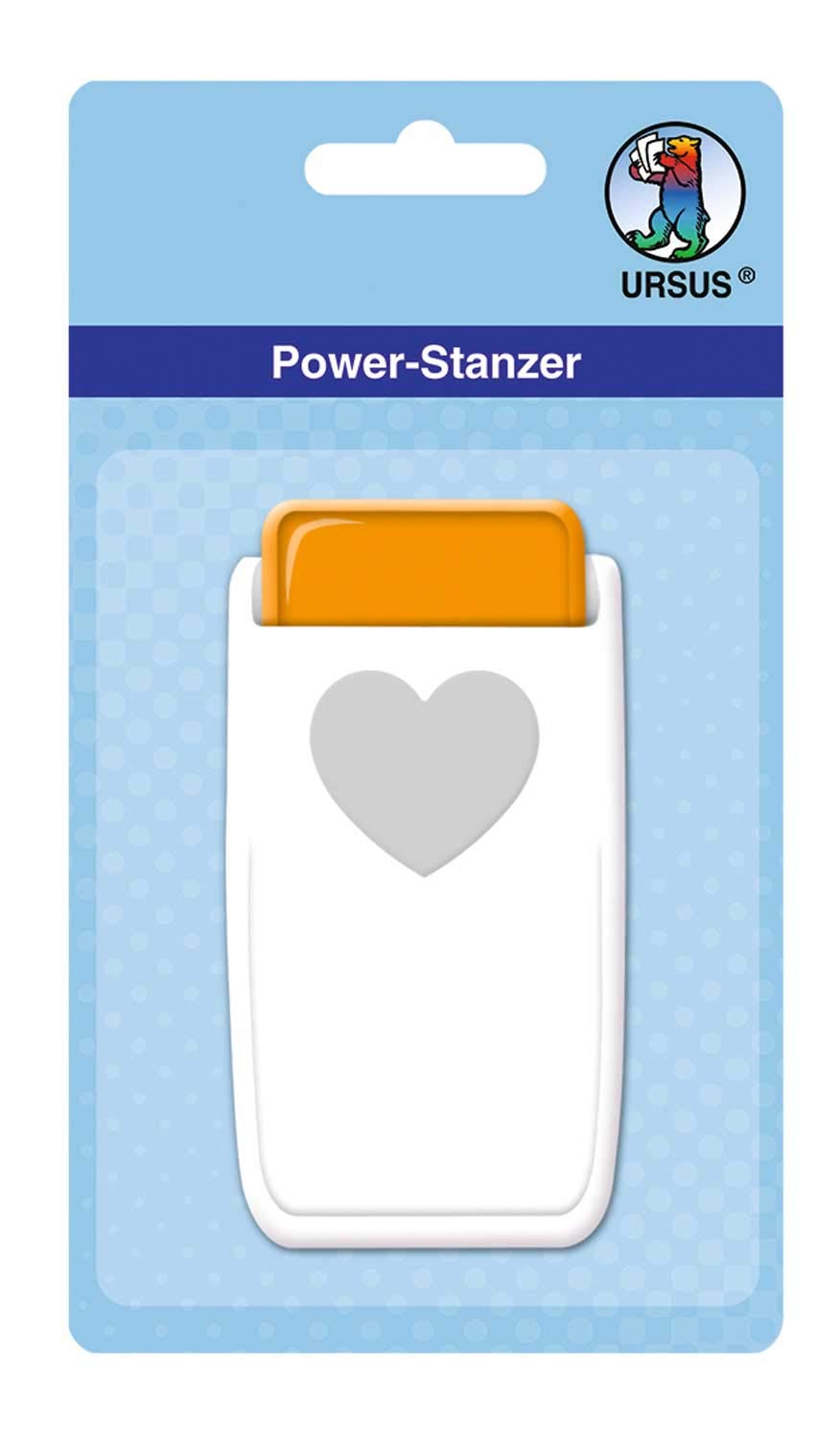 Power punch heart, size approx. 2.5 cm, suitable for many materials such as cork, cardboard, foam rubber, foils and plastic, with locking device for space-saving storage