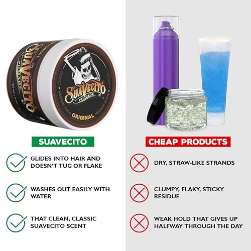 Suavecito Pomade Original Hold 4 oz, 3 Pack - Medium Hold Hair Pomade For Men - Medium Shine Water Based Wax Like Flake Free Hair Gel - Easy To Wash Out - All Day Hold For All Hairstyles