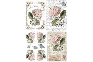 EUROPEAN EXCELLENCY Rice Paper for Decoupage A4 Floral Decoupage Paper Vintage (Pink Heirloom with Butterflies - 2 Sheets)