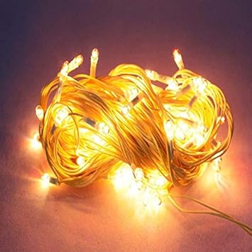 Emm Emm 30 Feet Golden LED Ladi String Light for Diwali/Xmas/Eid/Gurpurab and Marriage Decoration (Warm White)