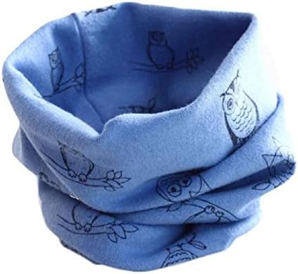 OVERMAL Baby Owl Print Collar Cotton O Ring Neck Scarves (Blue)