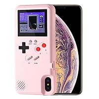 DokFin Gameboy Phone Case, Color Screen Shockproof Handheld Retro Game Console Phone Case with 36 Classic Games for iPhone X/XS/MAX/XR/8/8 Plus/7/7 Plus/6/6Plus, Pink