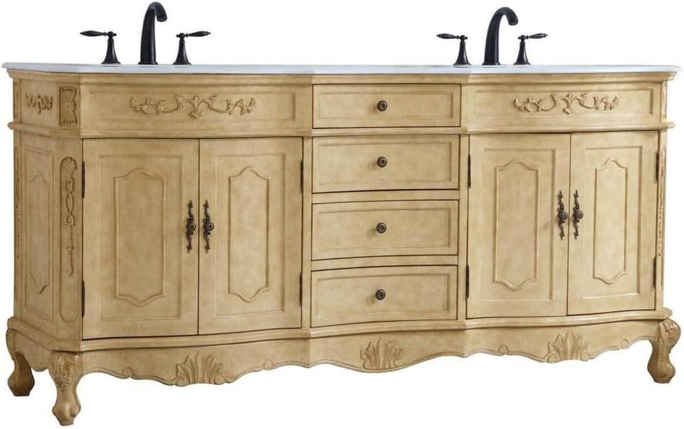 Elegant Decor 72 inch Double Bathroom Vanity in Antique