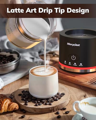 Morpilot Electric Milk Frother Glass Milk Frother 4 in 1 Function, Beautiful to See, Capacity 250 ml for Foaming or 500 ml for Warming, Split Design, Black