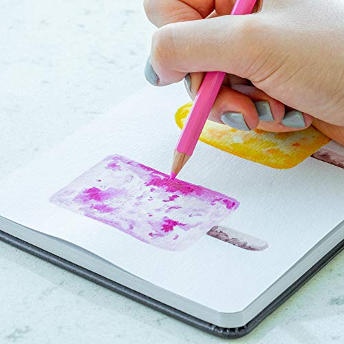 Watercolor Paint Sketchbook, Water and Dry Media Art Notepad, Heavyweight 220gsm Paper, No Bleed, Top Opening, 5" x 8.25", 100 Pages, Crafts, Materials, Black Hardcover Journal - SuperiorMaker