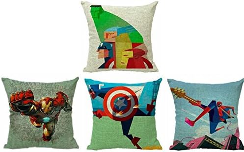 Cute Super Hero Decorative Cushion Cover Cotton Linen Square Throw Pillow Cover 45x45CM Pillow Case Home Office Car Sofa Decor Marvel
