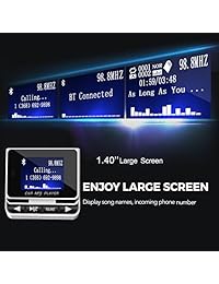 LeeQin   Transmisor FM Bluetooth para coche, adaptador Bluetooth para coche, adaptador de radio estéreo inalámbrico para coche, kit de llamadas manos libres, con cargador USB de coche de 5 V 2,1 A, entrada AUX de 1,4 pulgadas, ranura para tarjeta TF