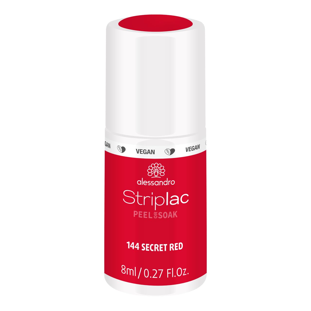 alessandro Striplac Peel or Soak Vegan Secret Red LED Nail Polish in Fiery Red - For Perfect Nails in 15 Minutes 8 ml