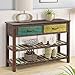 P PURLOVE Console Table Sofa Table Console Tables for Entryway Hallway Bathroom Living Room with Drawers and 2 Tiers Shelves (Colorful)