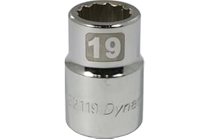 Dynamic Tools 3/4-Inch Drive 12 Point Metric, 19-Millimeter Standard Length, Chrome Finish Socket