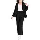 Milumia Girl's 2 Piece Outfits Open Front Collar Long Sleeve Blazer and Belted Pants Sets