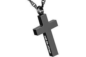 DLETAY Cremation Cross Necklace for Ashes Stainless Steel Cross Urn Pendant Ashes Holder Memorial Jewelry-With Me Always