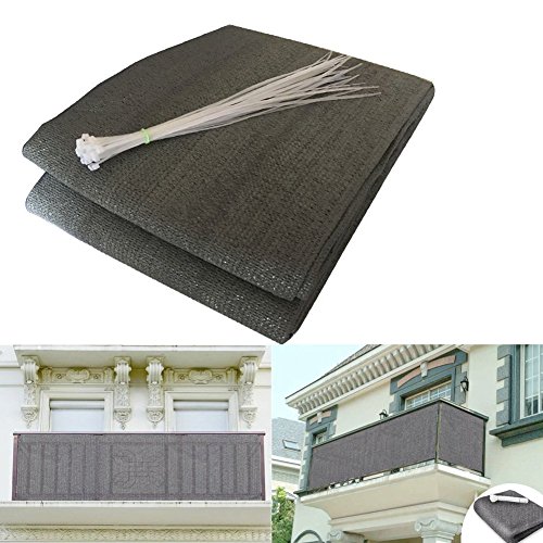 shsyue Balcony Cover Privacy Filter Weather-Resistant Wind Screen Anthracite UV Protection Balcony Covering with Cable Ties 500x90cm