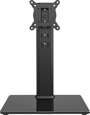 Universell schwenkbarer Fernsehständer HT07B-001 für 33 bis 81 cm (13–32 Zoll) große Fernseher mit 100 Grad Schwenkung, 4-stufig höhenverstellbar, robuste gehärtete Glasbasis, trägt bis zu 35 kg