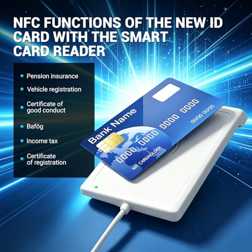 USB Card Reader with NFC, CIE USB Smart Card Reader with NFC, CAC Cards and Contactless Cards, Support Electronic Identity eID, Health Cards, Credit, SIM, Compatible DNI ID DNIe nPA