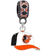 Baltimore Orioles Ball Cap Charm Compatible With Pandora Style Bracelets. Can also be worn as a necklace